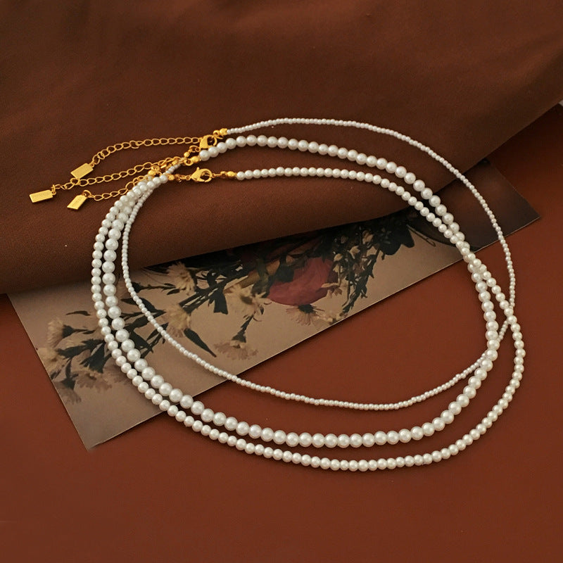 [DF]Vintage Palace Style Pearl Necklace with High Quality Sense INS Hong Kong Style Summer New Neckchain for Female Minority Collar Chain