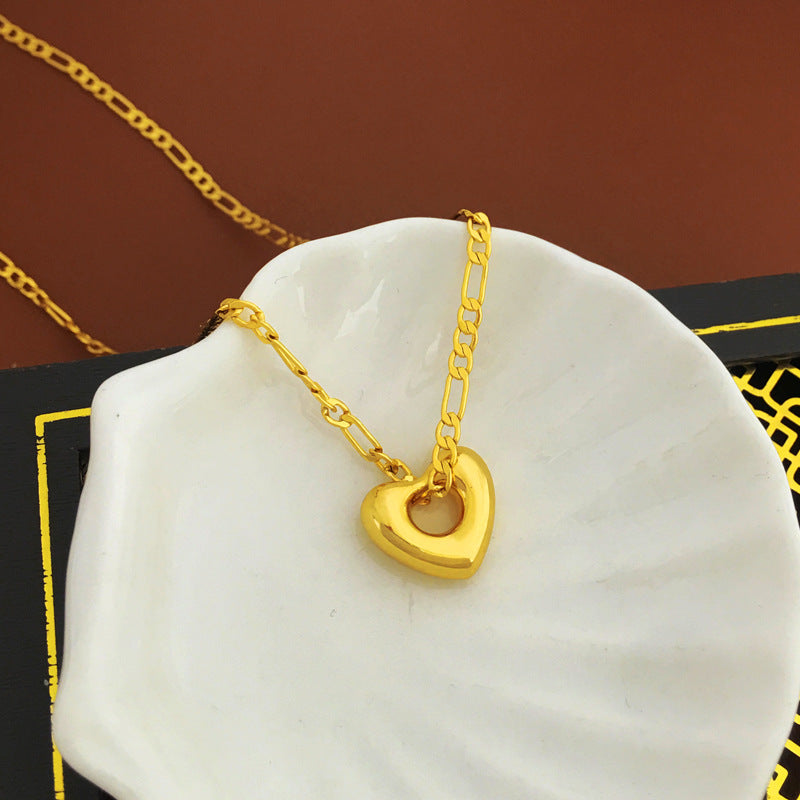 [DF]Copper-plated gold Korean fashion online celebrity love necklace earrings temperament summer new necklace female clavicle chain.