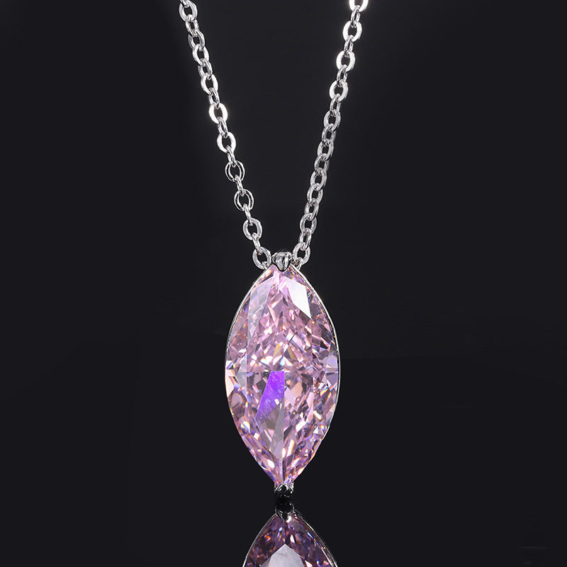 S925 full-body silver imitation colored gemstone high carbon diamond radiant cut marquise pendant center stone 9*18