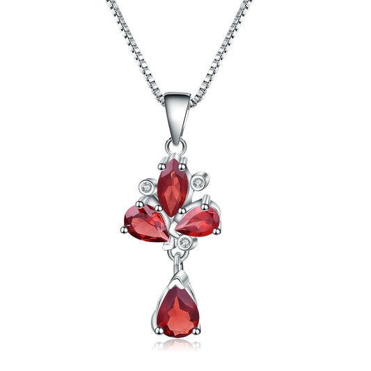 Garnet pendant personality 925 silver natural color treasure necklace pendant