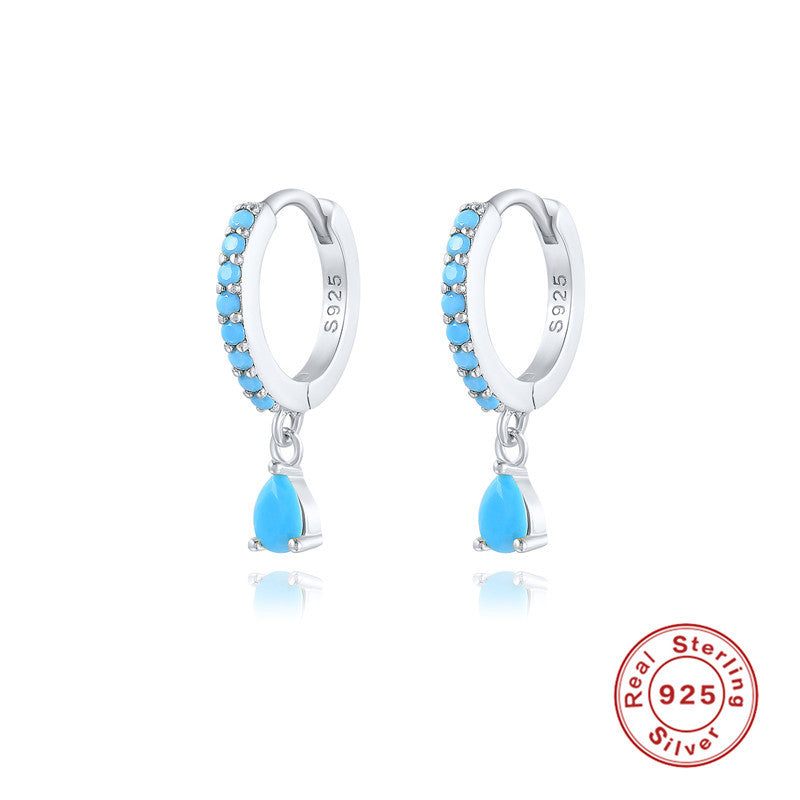 Pendientes colgantes de diamantes en plata de ley S925 con diamantes de colores elegantes