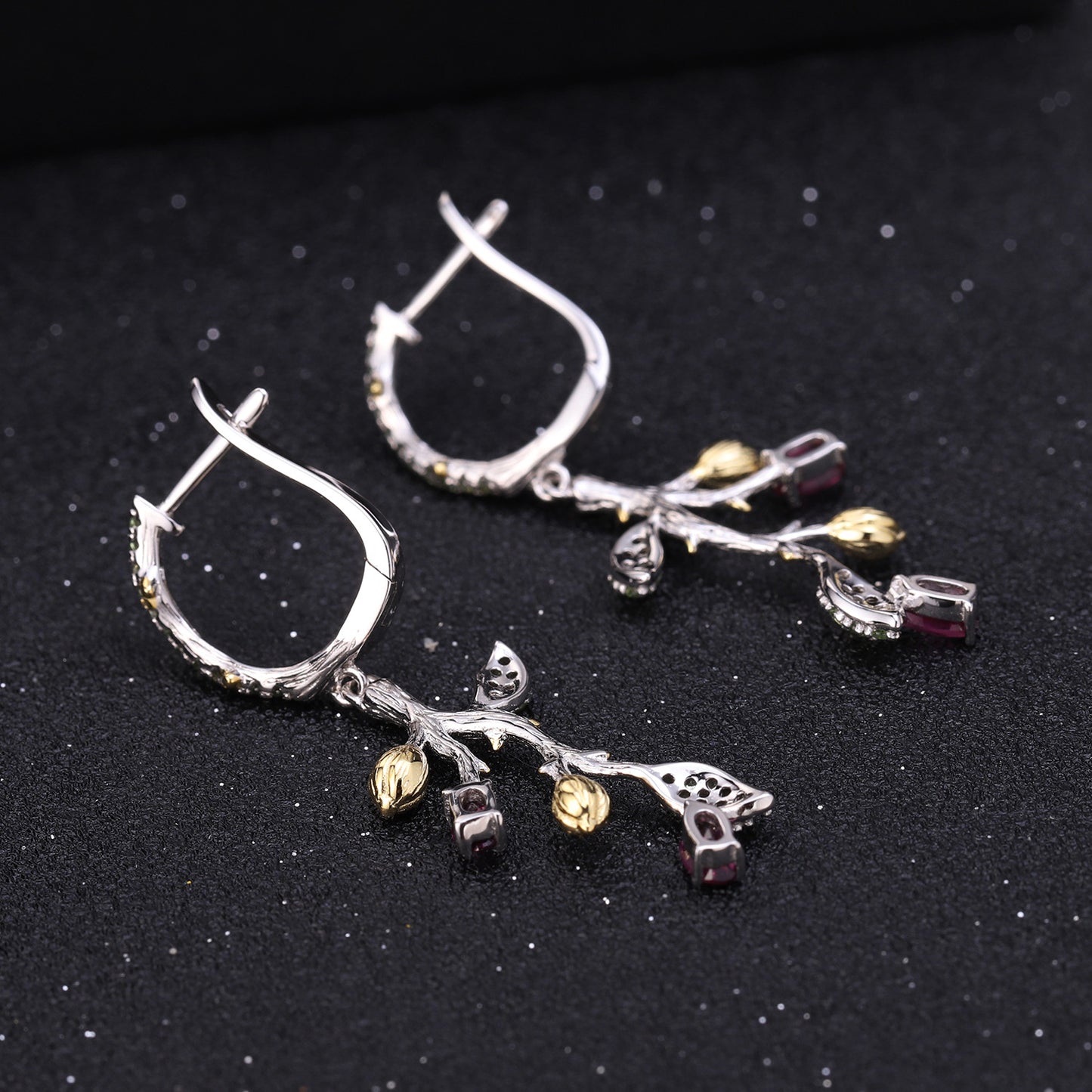 Boucles d'oreilles en argent 925 avec pierres précieuses de couleur naturelle