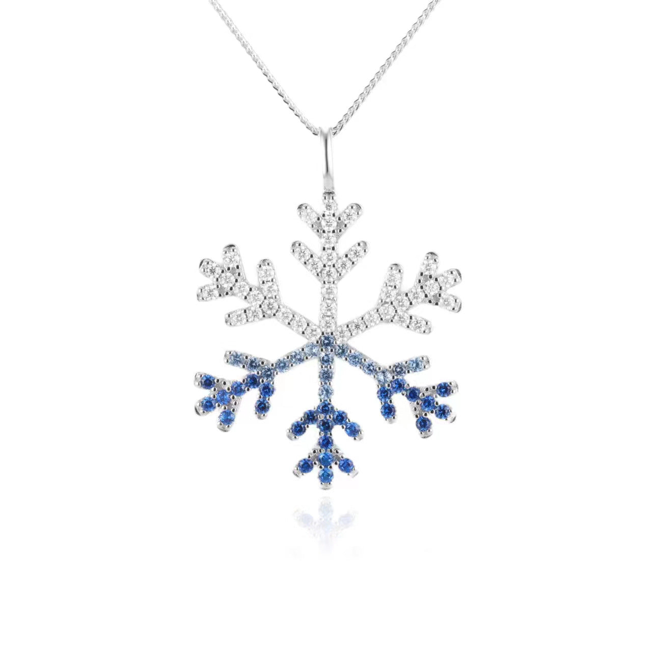 S925 Sterling Silver Inlaid Cultivated Gemstone Pendant Necklace Snowflake Moissaniteg Pendant Necklace