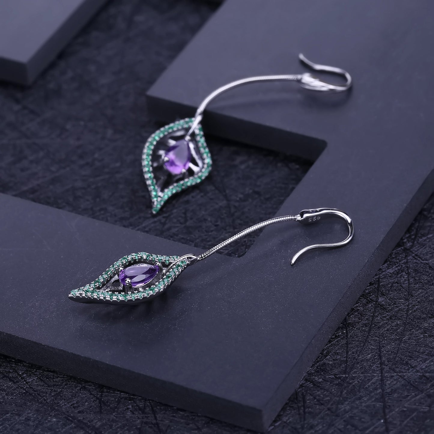 Long jewelry accessories s925 silver natural amethyst earrings and earrings