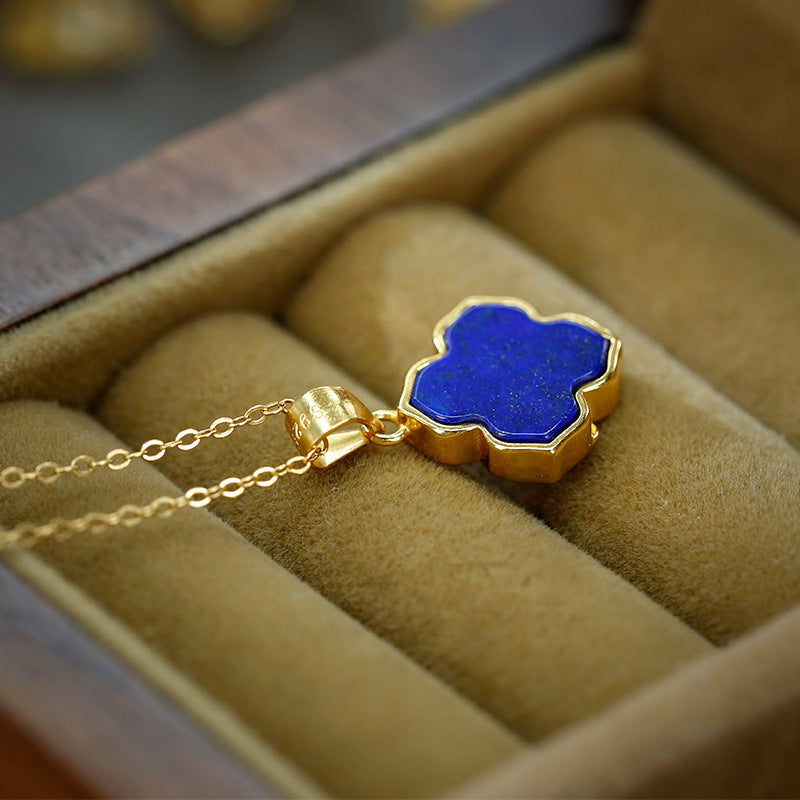 S925 silver gold-plated lapis lazuli pendant