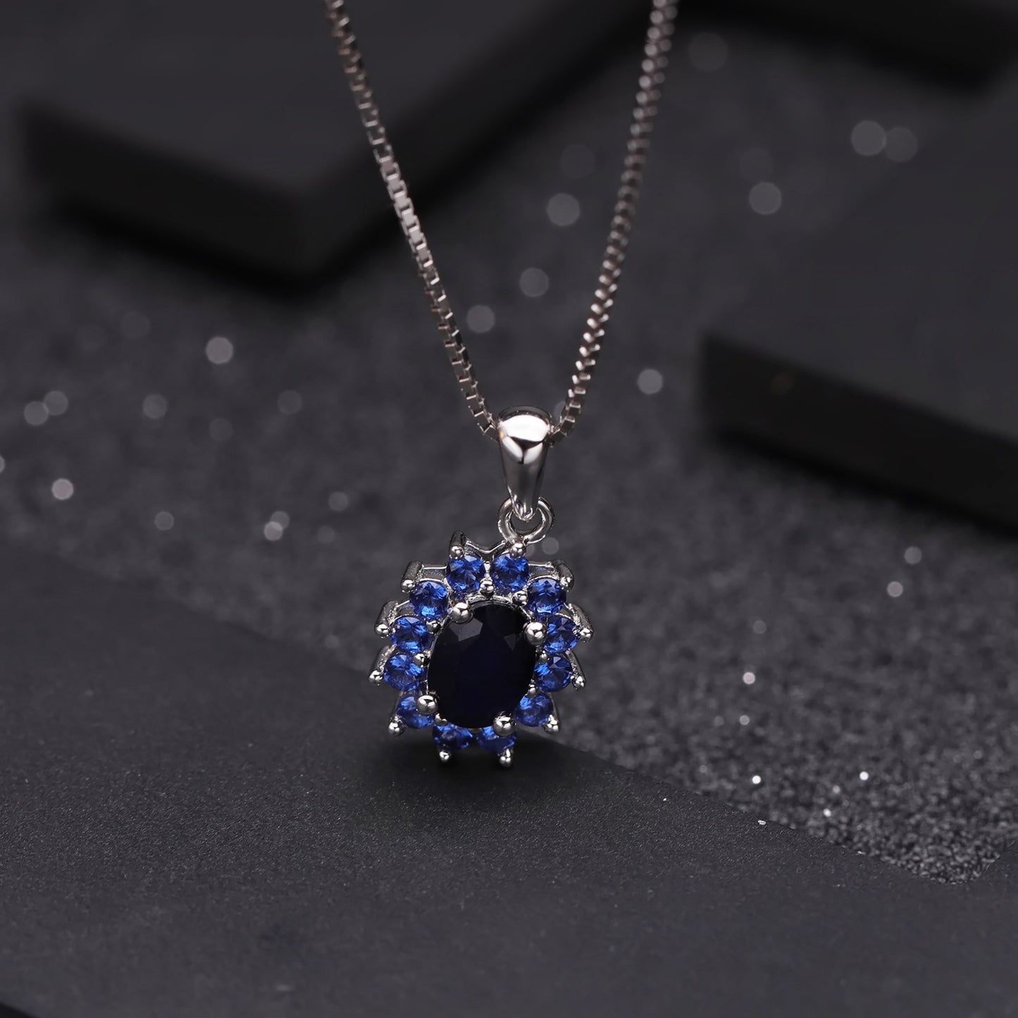 Fashion, light luxury, synthetic sapphire necklace, sunflower flowers, s925 sterling silver, inlay colored gemstone necklace pendant