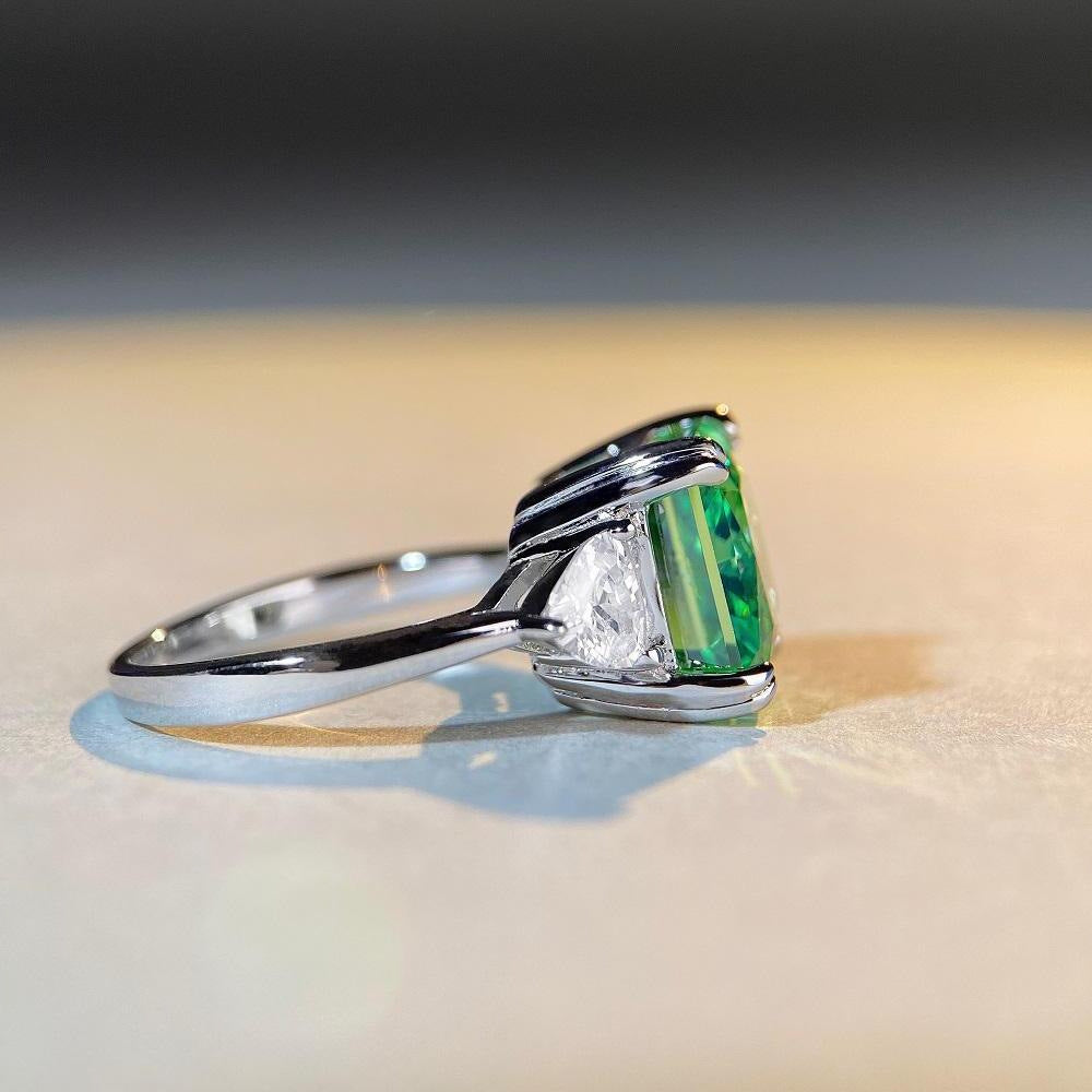 S925 sterling silver ring female emerald green 5 carats 10X10 high-carbon diamond zircon ring