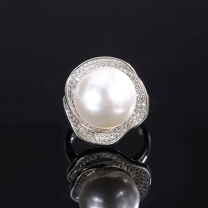 Ensemble de diamants géométriques roses en perles de coquille blanche, avec bague d'emballage indépendante, pendentif et ensemble de clous d'oreilles