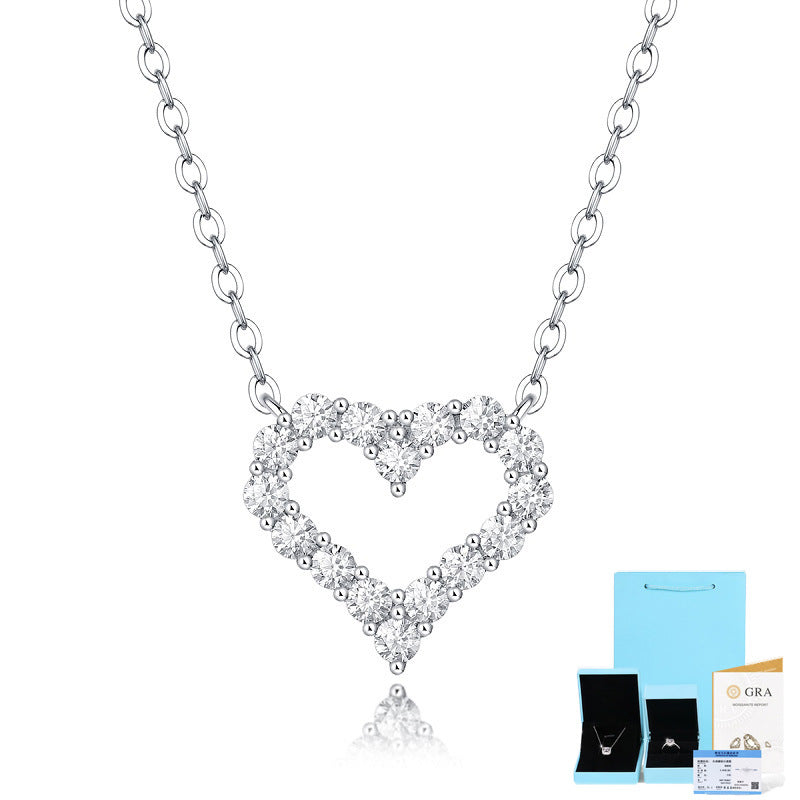 S925 silver Mosan stone necklace new love pendant with chain new female trend love pendant