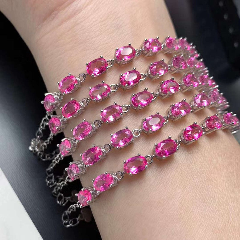 Pulsera de topacio en polvo natural engastada con joyas de plata S925