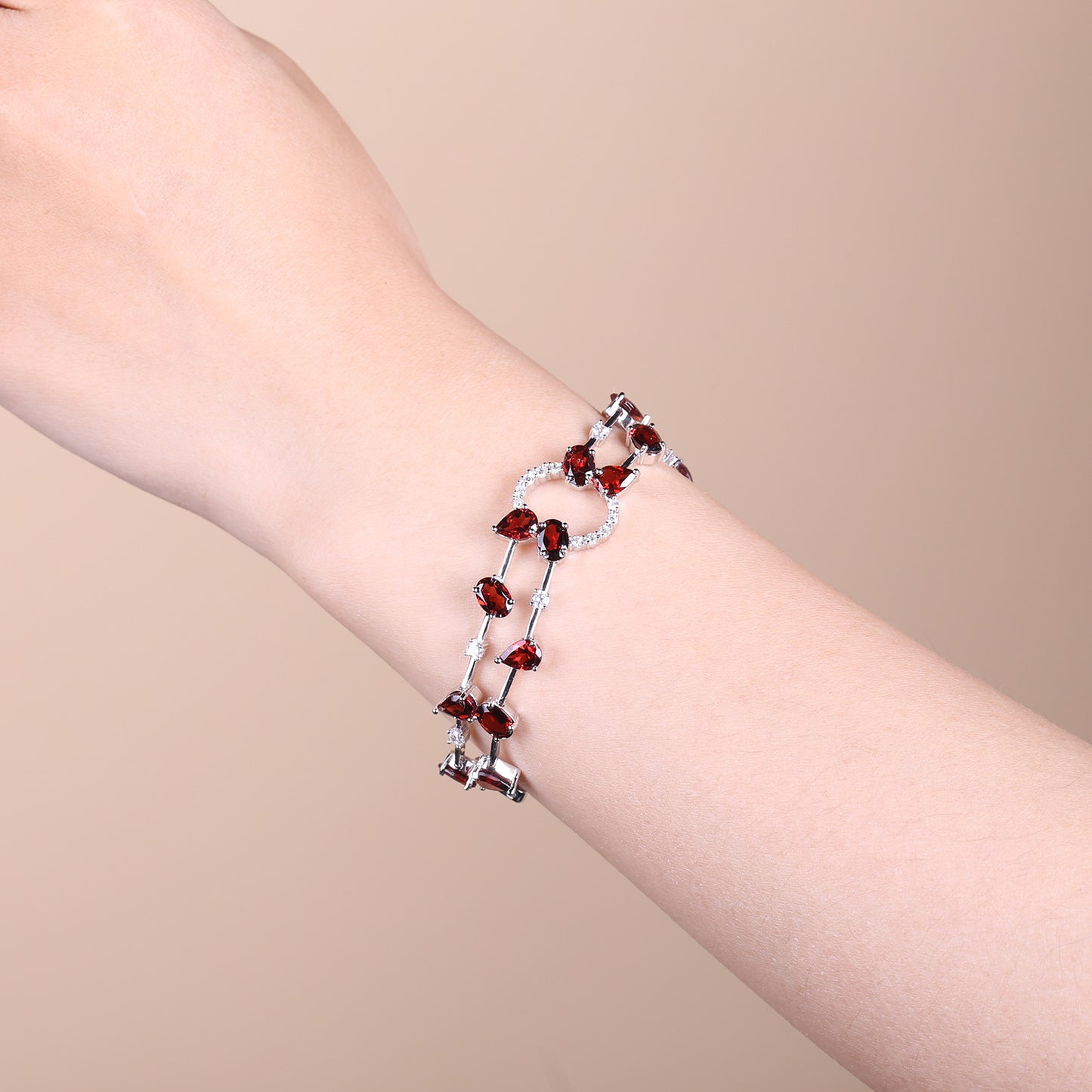 Natural garnet bracelet s925 sterling silver inlaid with natural gemstones bracelet