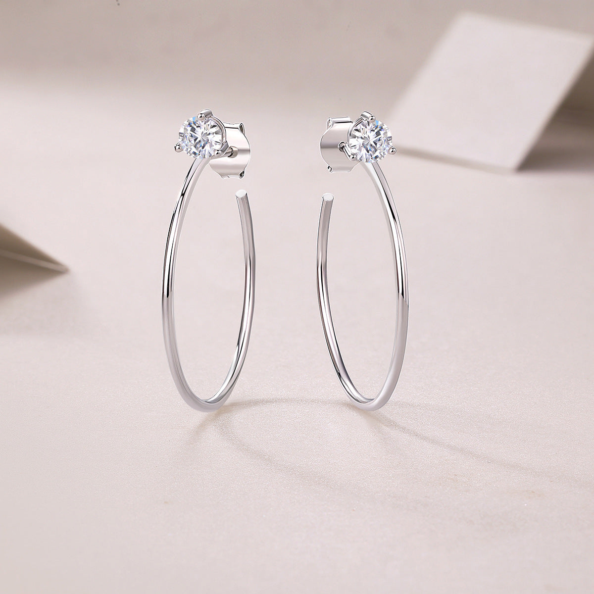 Boucles d'oreilles en argent 925, cerceau d'oreille, moissanite, nouvelles