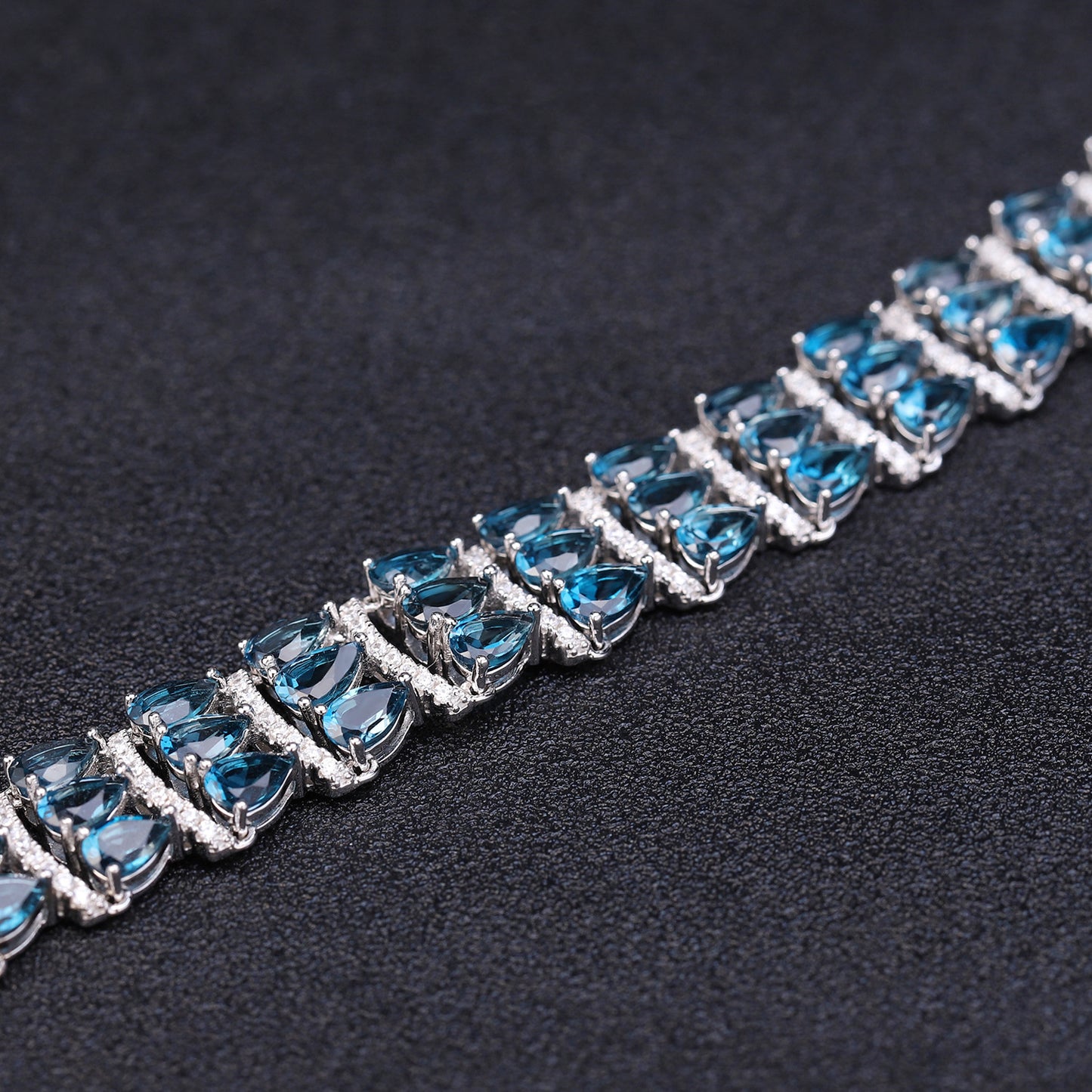 Natural stone Topaz luxury inlaid bracelet female s925 silver multi-gem bracelet