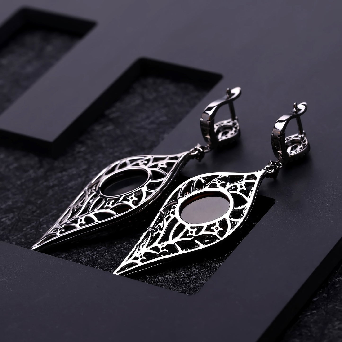 Boucles d'oreilles et boucles d'oreilles en cristal de thé au trésor de couleur naturelle en argent 925 de bijoux rétro de tempérament