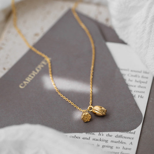 [DF]INS Cold Wind Lotus Peng Necklace Women's Summer Collar Chain Small Design Sense Pendant Neckchain 2023 New Accessories