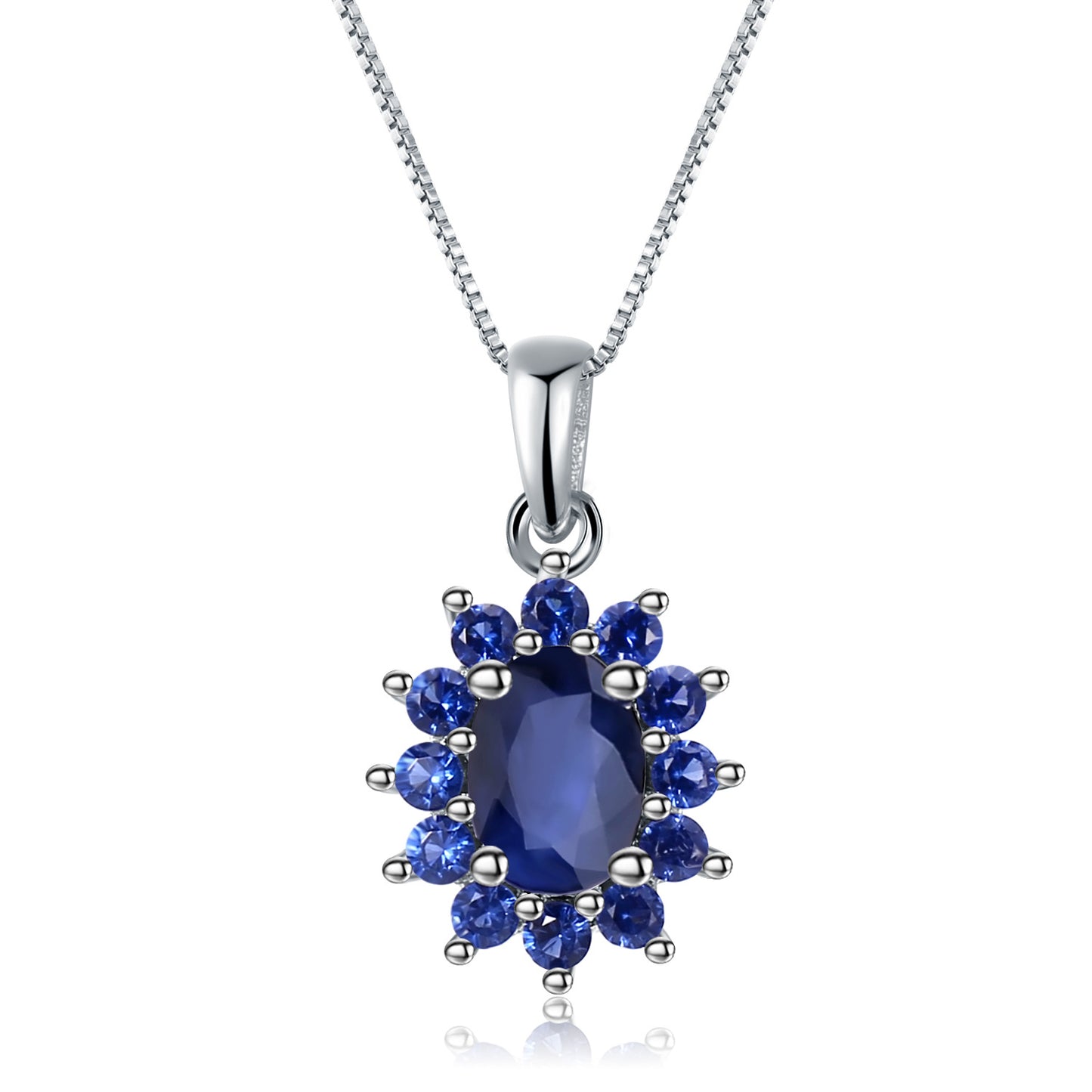 Fashion, light luxury, synthetic sapphire necklace, sunflower flowers, s925 sterling silver, inlay colored gemstone necklace pendant