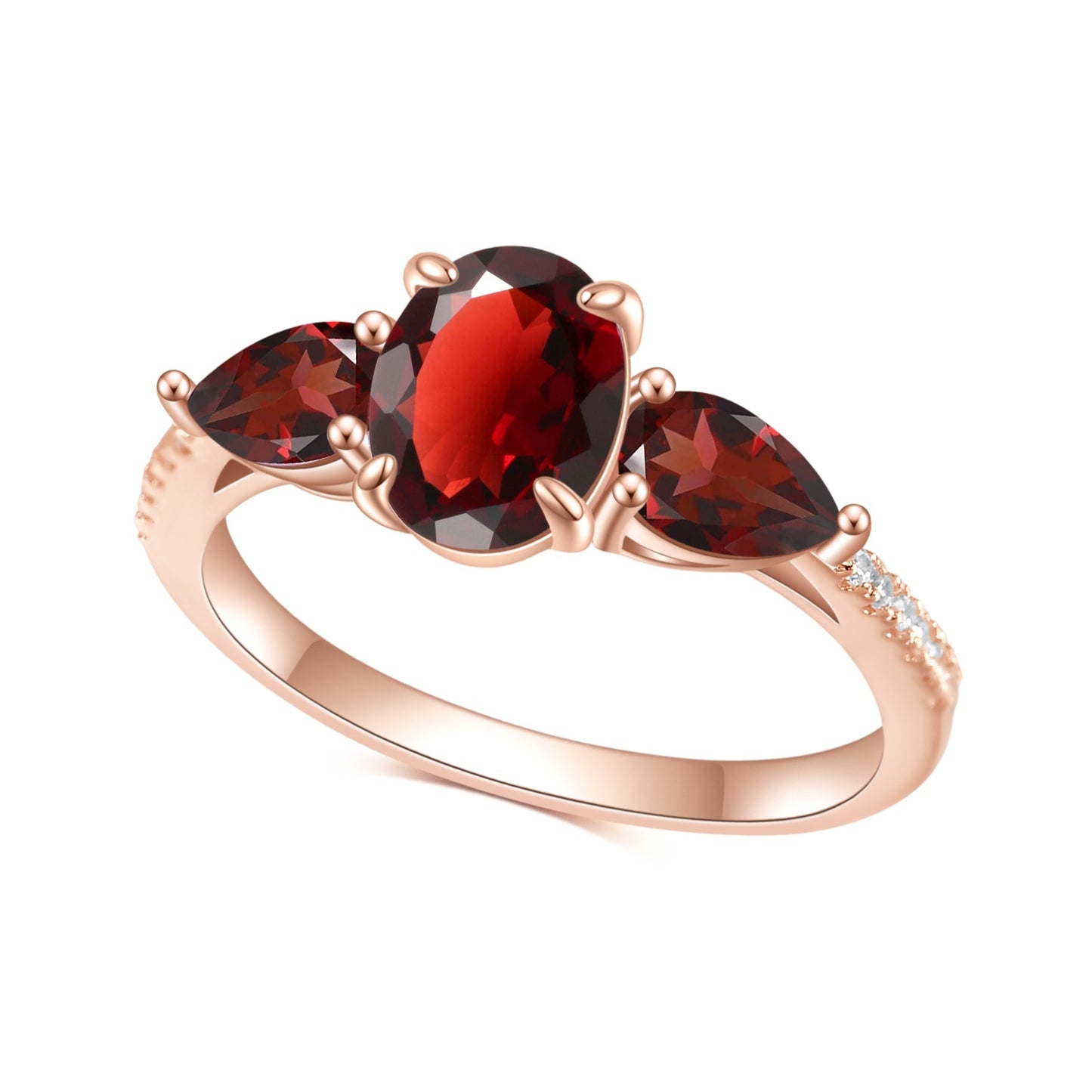 S925 sterling silver inlaid natural garnet ring, fashionable and exquisite temperament gemstone ring