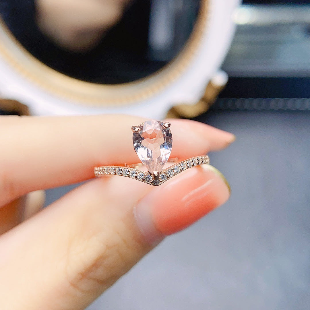 [DF]Natural Morganite Ring - S925 Silver Setting