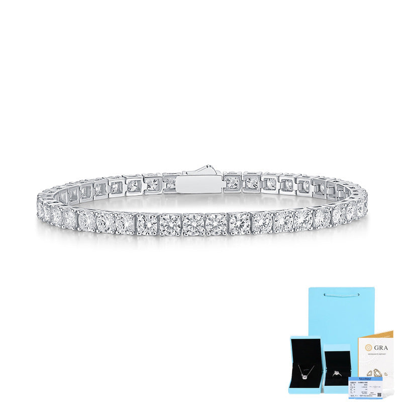 925 Silver Mosang Stone Tennis Bracelet New Men's and Women's Bracelet Silver Plated 18K Gold Handwear