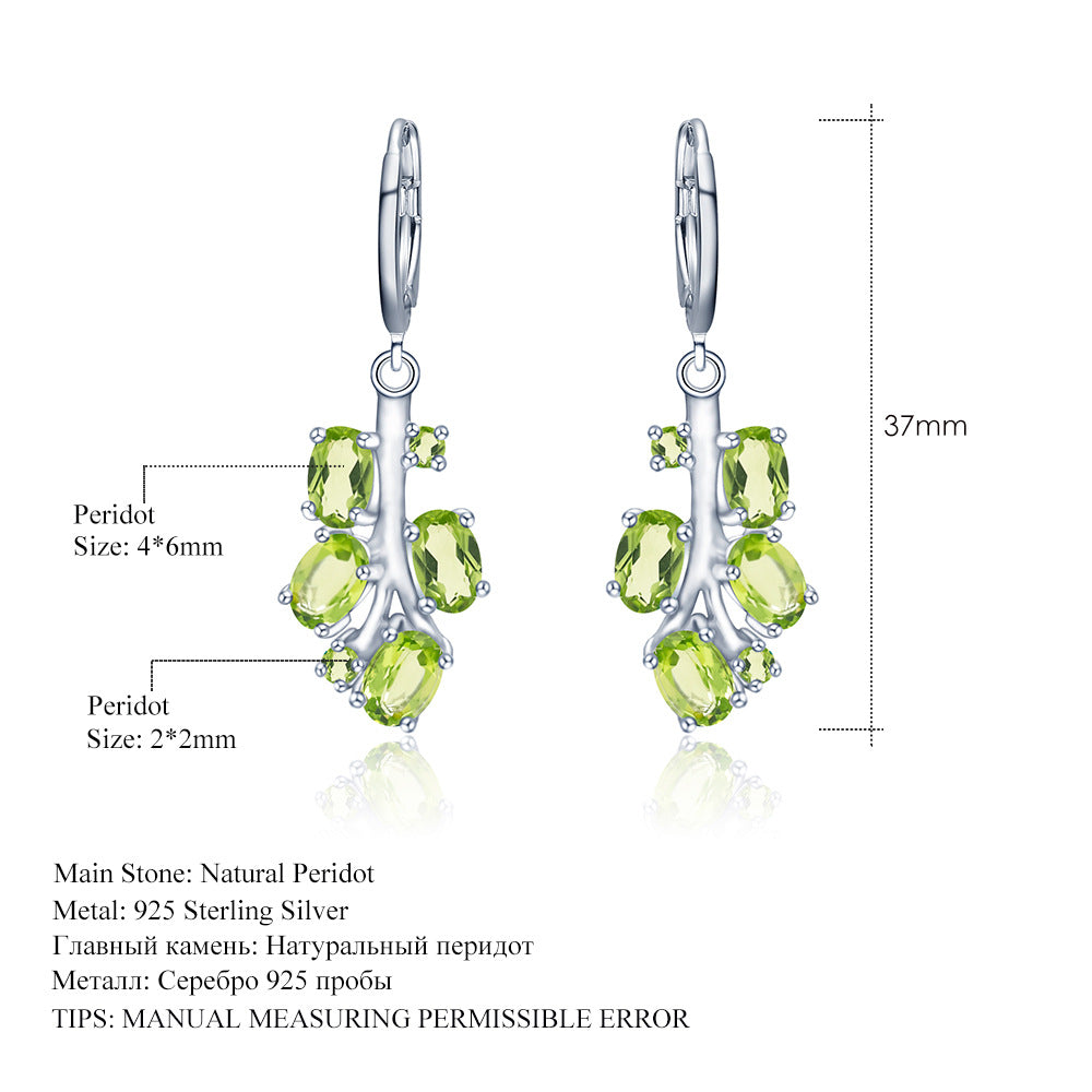 Natural colored gemstone topaz stud earrings S925 silver set with colored gemstone crystal earrings