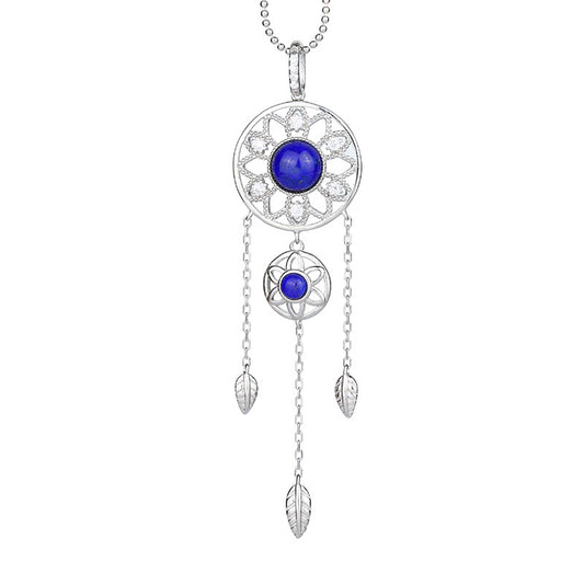 S925 sterling silver set lapis lazuli pendant tassel