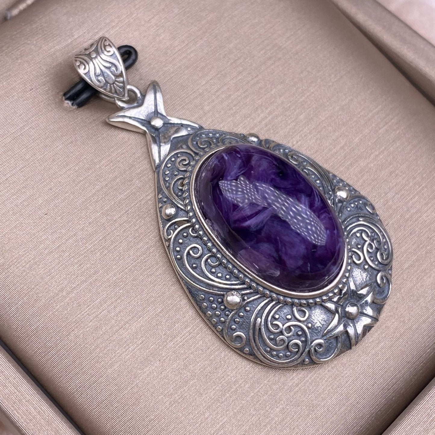 Purple Dragon Amethyst Pendant s925 Silver Inlaid Vintage Silver Antique Made Old Amethyst Pendant