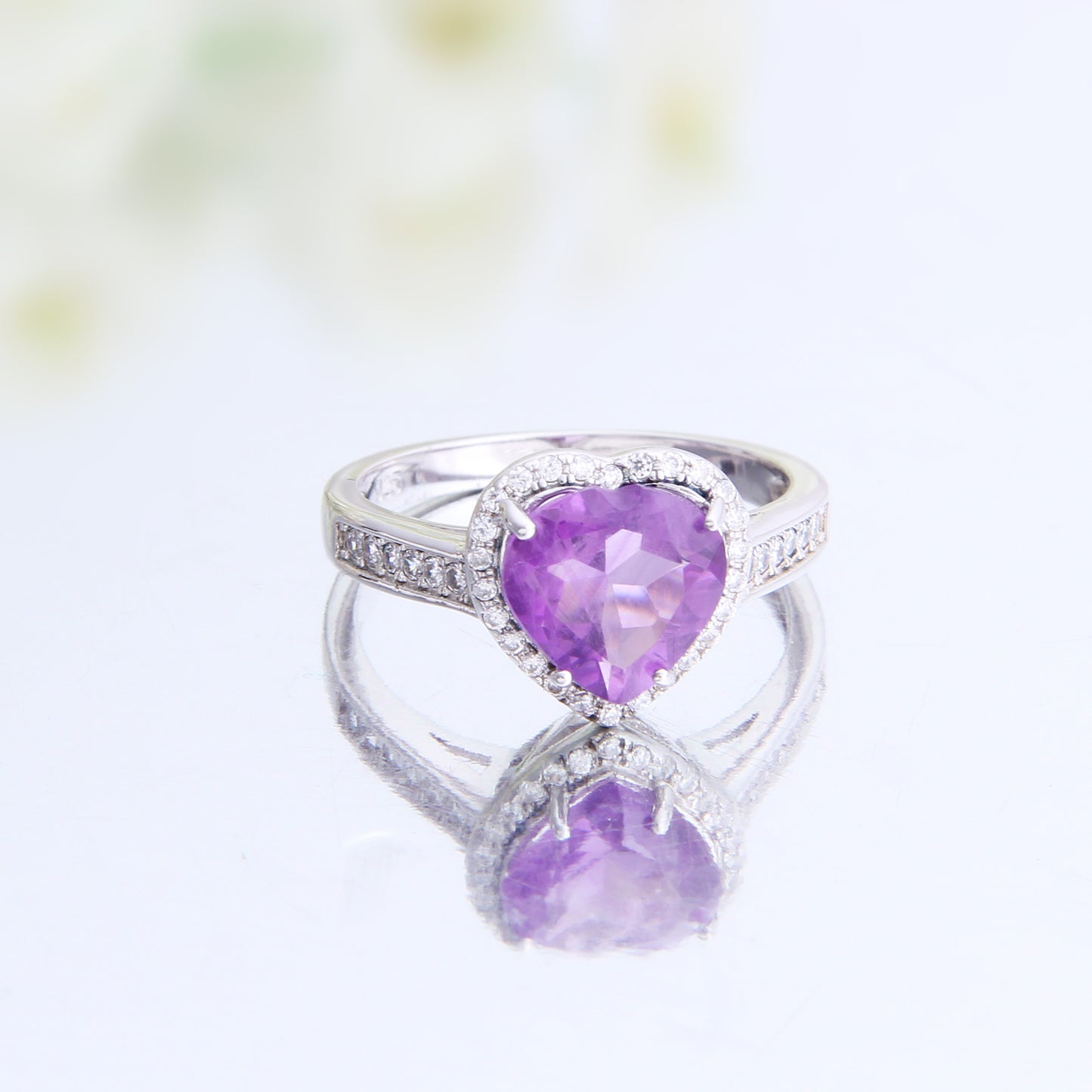 Love natural amethyst ring fashion sense of temperament 925 silver natural color treasure ring