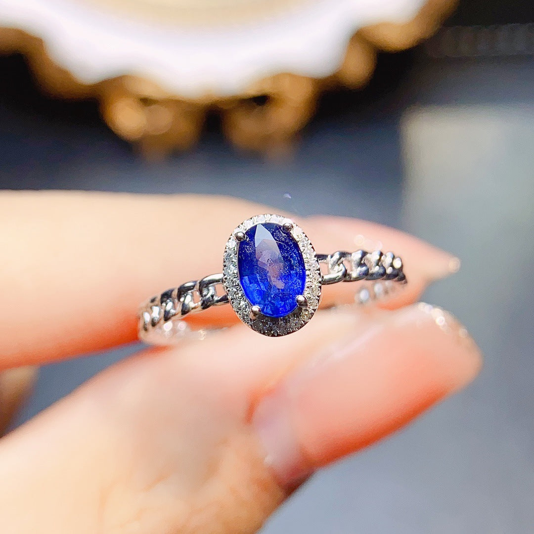 Natural sapphire ring 18K gold set main stone 4*6 selling