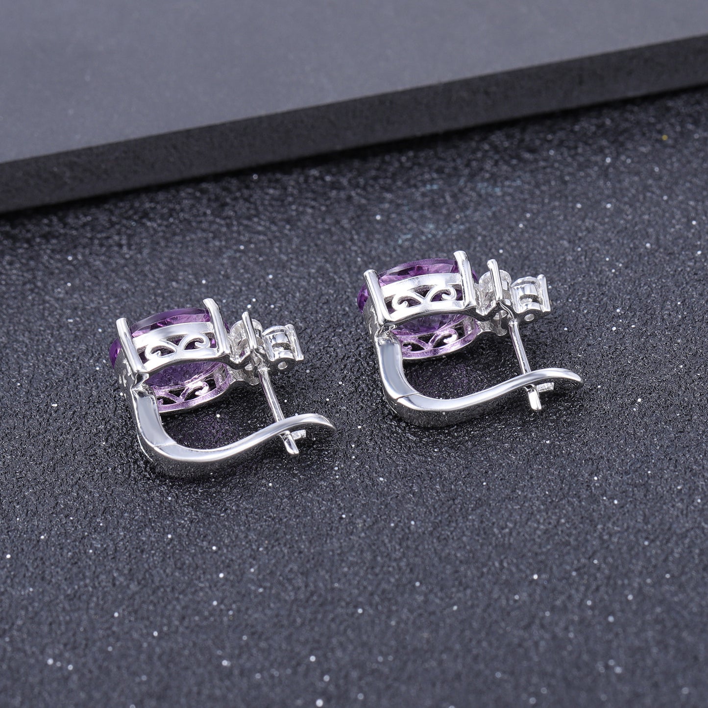 S925 silver amethyst earrings with gemstones