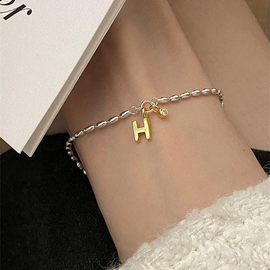 [DF]Korean minimalist and exquisite H-letter 925 sterling silver bracelet 2023 new ins niche design girlfriends bracelet