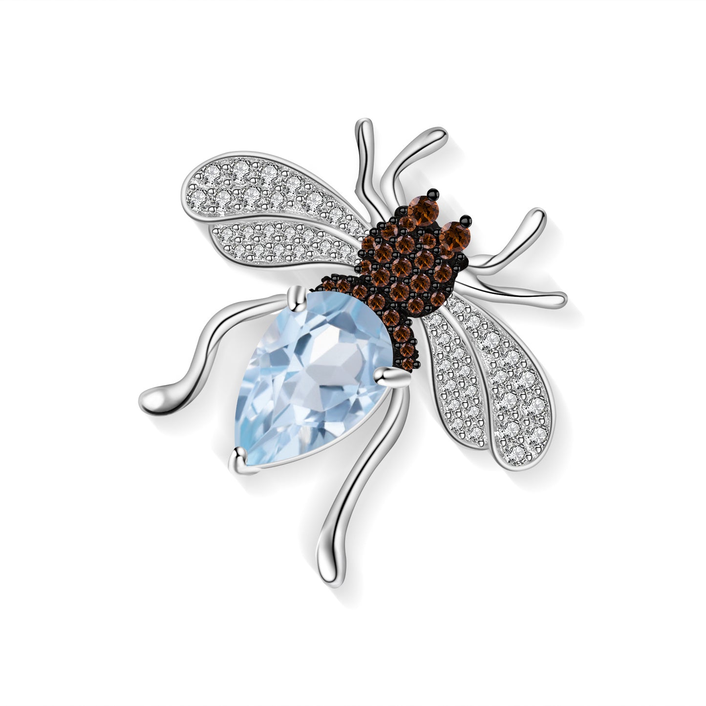 Broche design en améthyste naturelle en argent sterling s925 incrustée d'insectes avec une broche au trésor de couleur naturelle