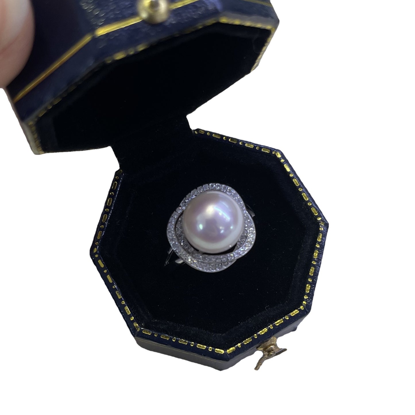 [DF]Nest-Inspired Adjustable Silver Ring with Freshwater Pearl