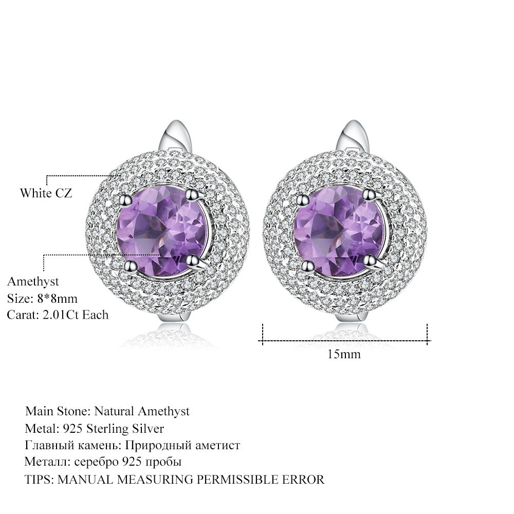 Pendientes y aretes de topacio de piedra natural Pendientes y aretes de cristal de plata s925