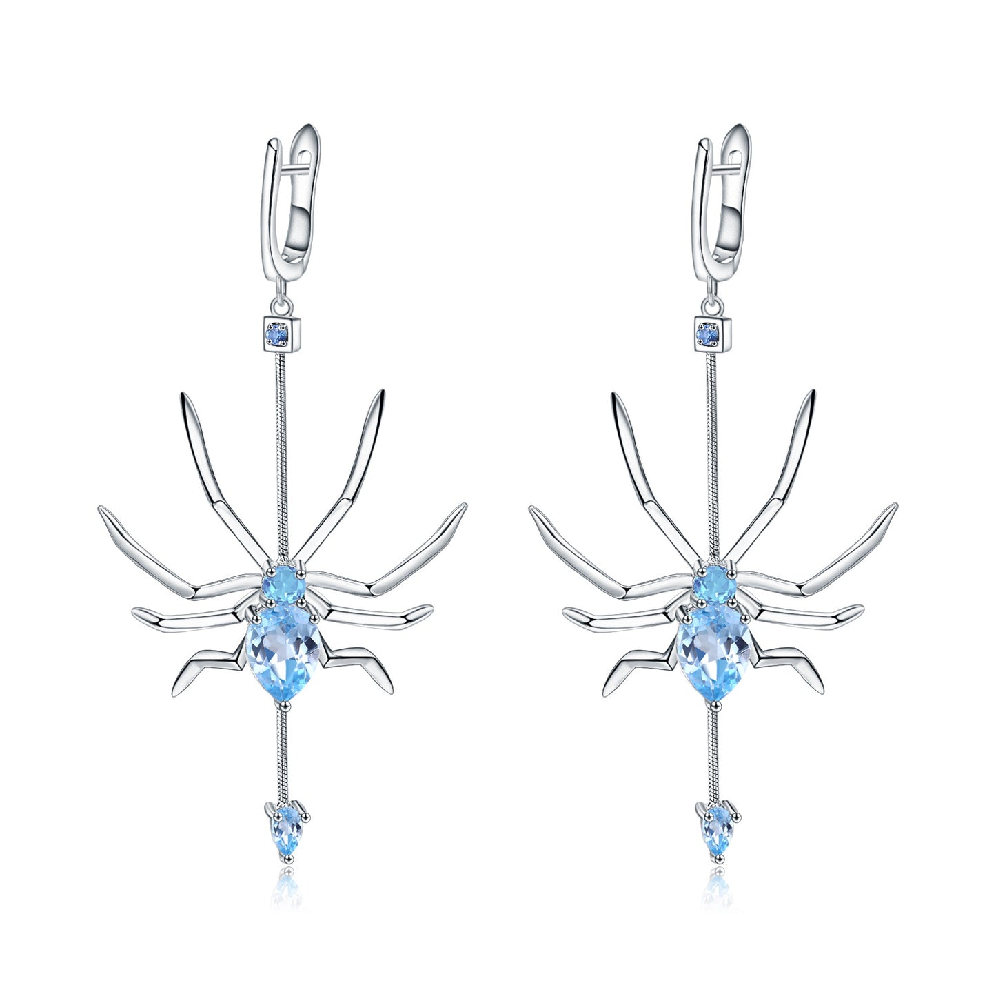 Boucles d'oreilles en topaze naturelle en argent sterling S925, design araignée, boucles d'oreilles pendantes