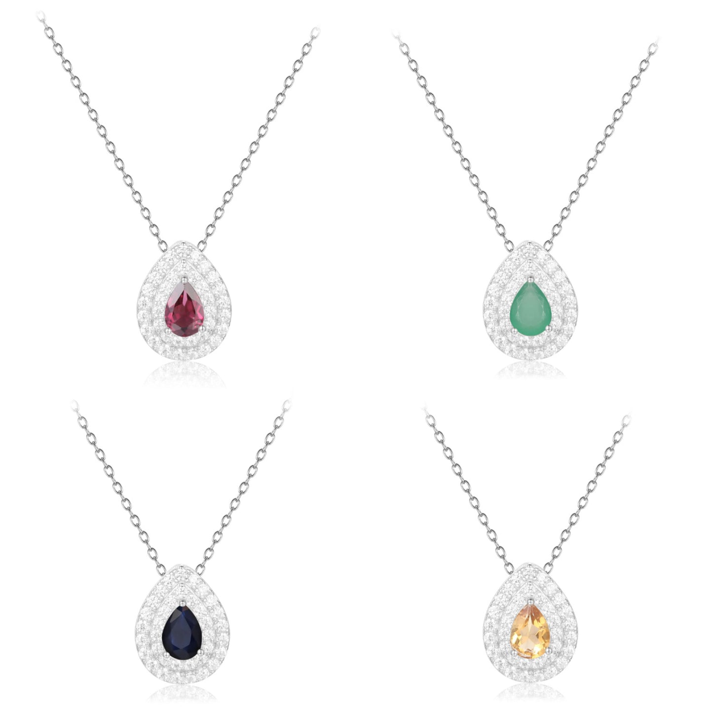 New Fashion Design Light Luxury Gem Necklace S925 Silver Inlaid Natural Color Treasure Necklace Pendant