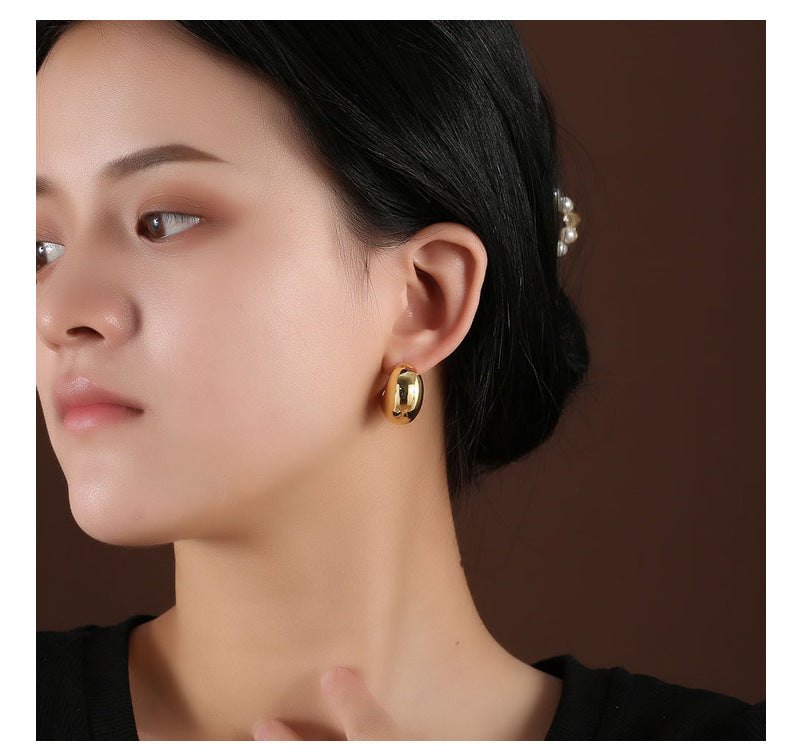 【DF】Earrings high-end earrings women's jewelry accessories cold wind earrings women's simplicity