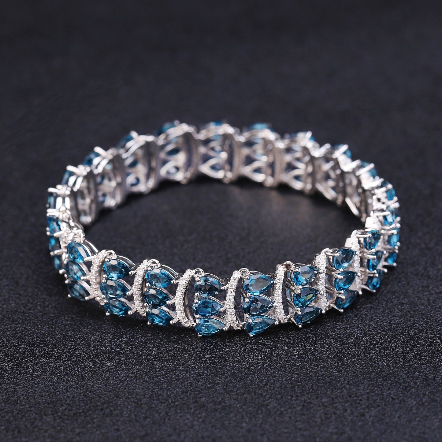 Natural stone Topaz luxury inlaid bracelet female s925 silver multi-gem bracelet