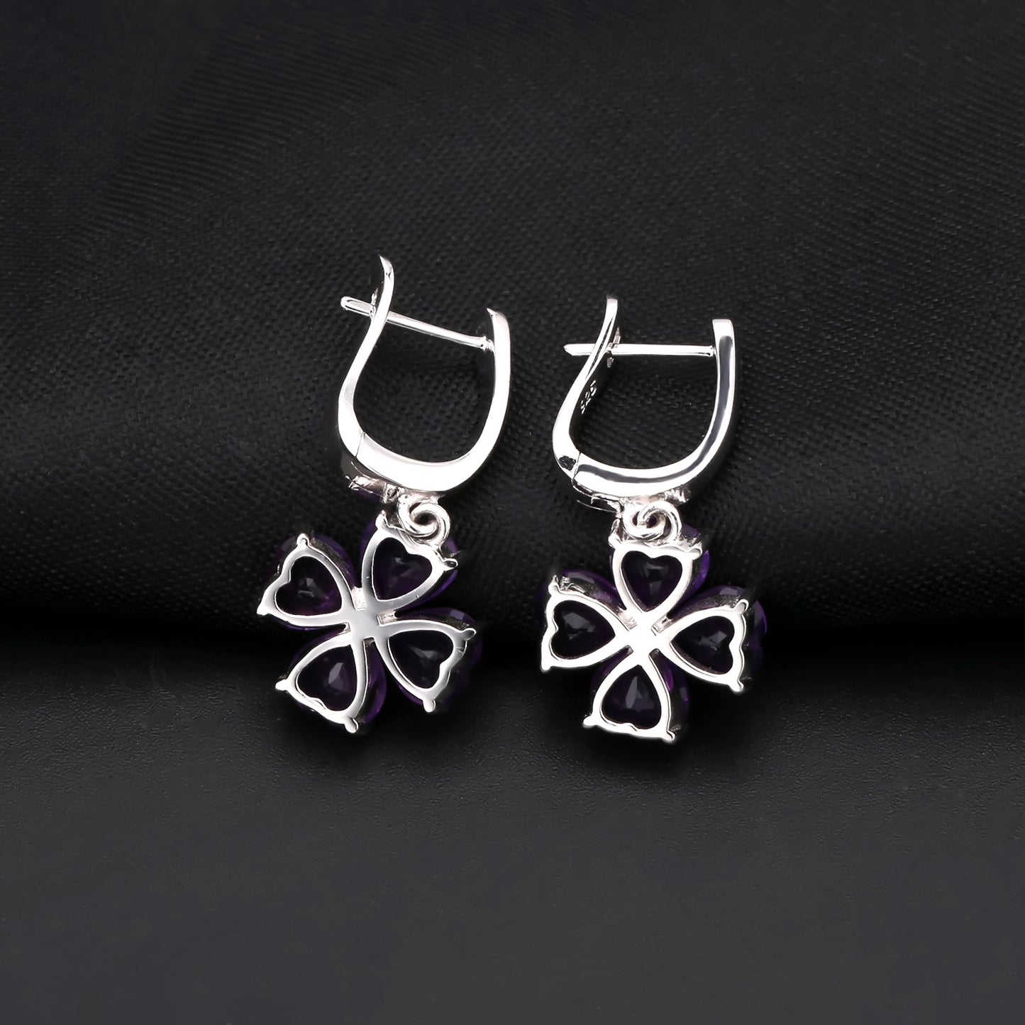 Advanced natural amethyst earrings love styling s925 silver inlaid gemstone earrings earrings