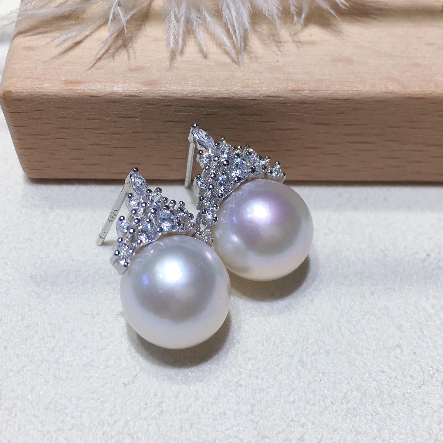 [DF]Trendy Ice Queen Set: Large Freshwater Pearl Pendant and Earrings in S925 Silver