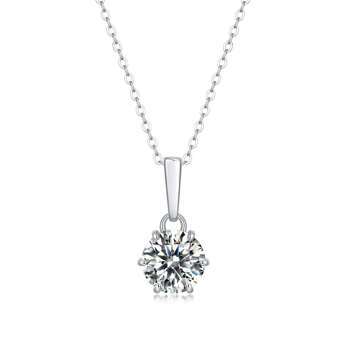 Jiuzuan925 – collier en argent incrusté de moissanite, pendentif à six griffes, chaîne de clavicule