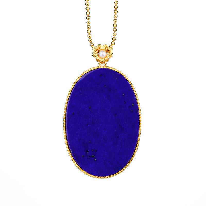 S925 silver-plated lapis lazuli pendant oval pendant