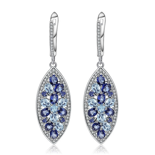 Boucles d'oreilles et boucles d'oreilles au trésor coloré naturel, boucles d'oreilles en cristal incrusté d'argent s925