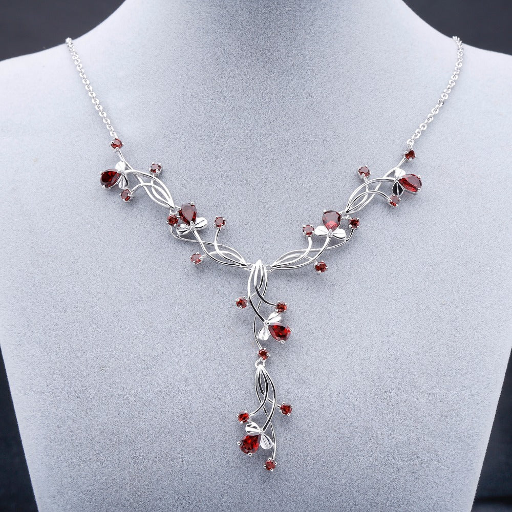 Collier de luxe en pierres précieuses naturelles DF pour femme en argent sterling 925 incrusté d'améthyste naturelle Bijoux exquis Cadeau romantique pour femme