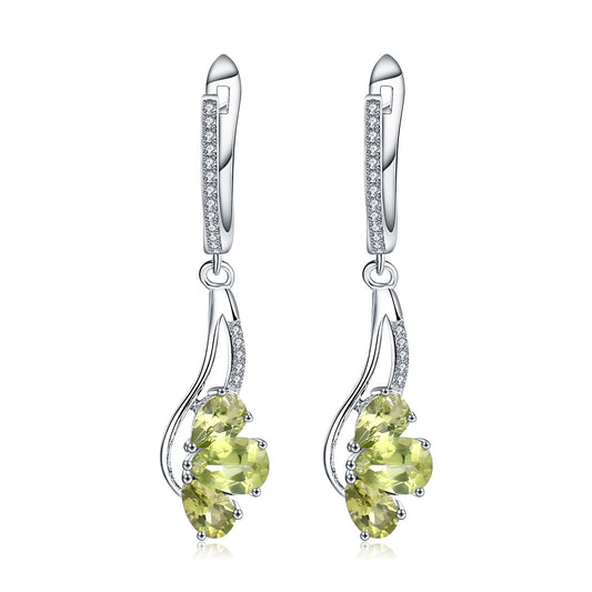 Pendientes de olivino natural, diseño de moda, plata de ley s925 con incrustaciones de pendientes de colores naturales