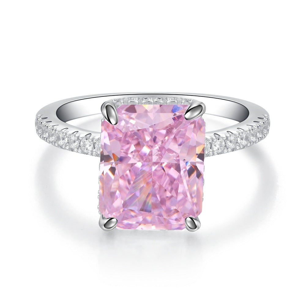 Bague en Zircon pour femme, diamant à haute teneur en carbone S925, argent pur, coupe fleur de glace, émeraude