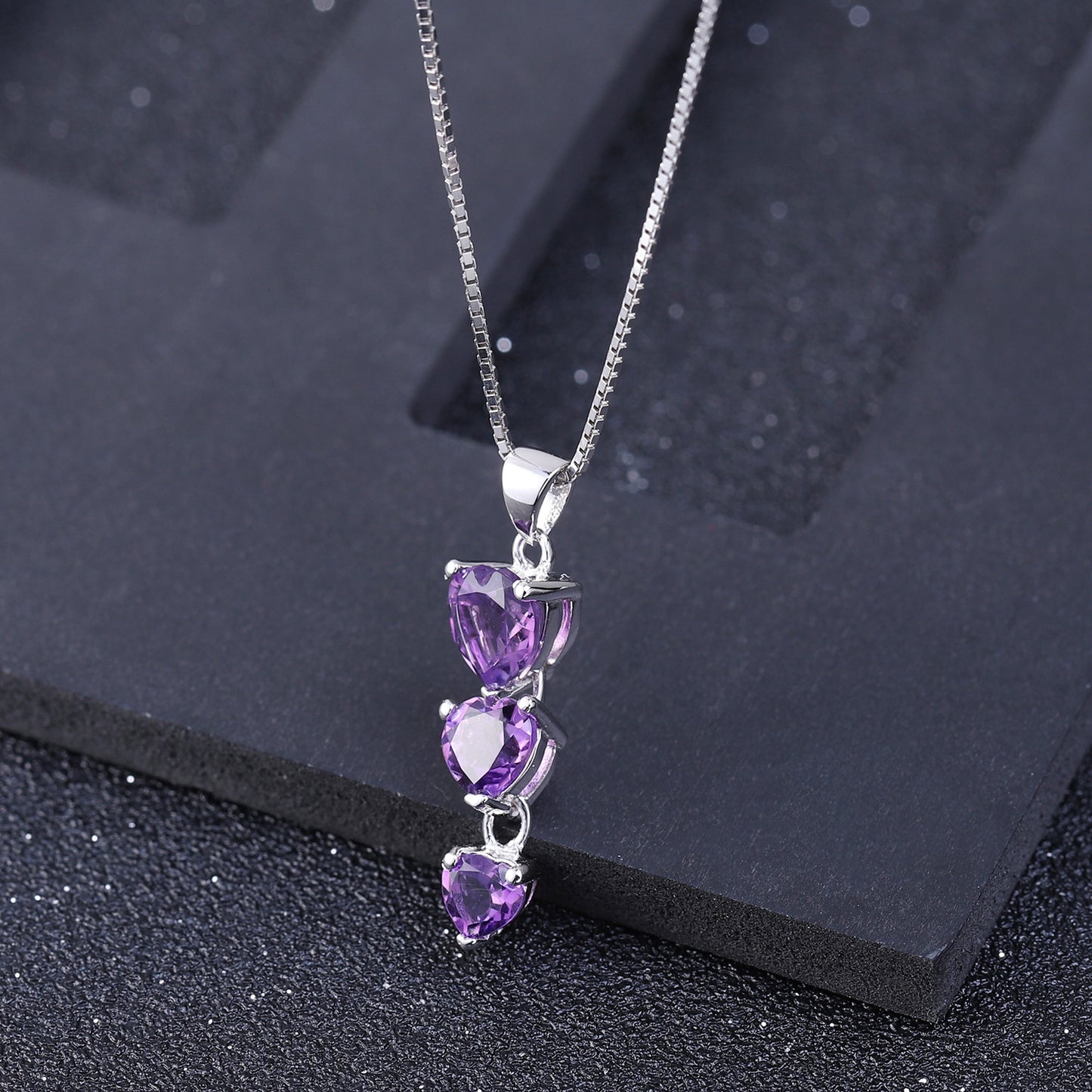 Natural Amethyst Necklace Pendant Fashionable, Simple, and Light Luxury S925 Sterling Silver Inlaid with Natural Colorful Treasure Necklace Ornament