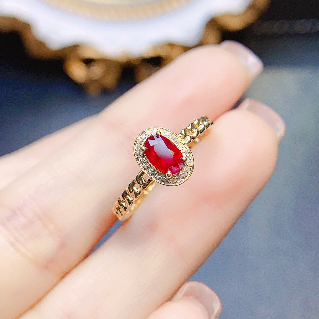 Natural ruby ring 18K gold set main stone 4*6 selling