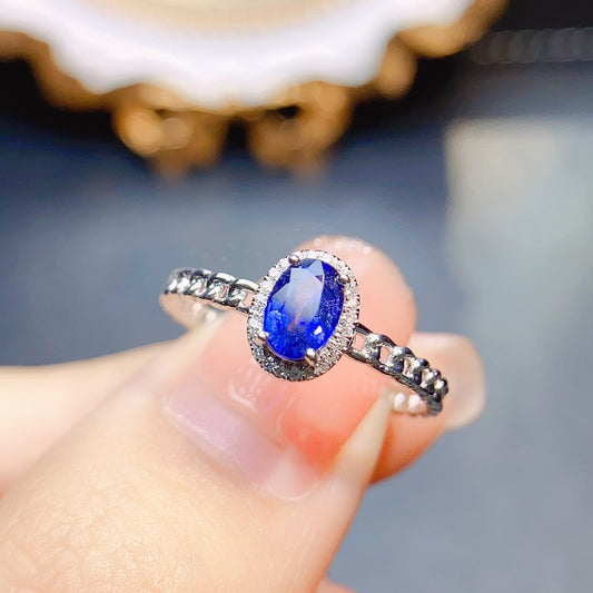 Natural sapphire ring 18K gold set main stone 4*6 selling