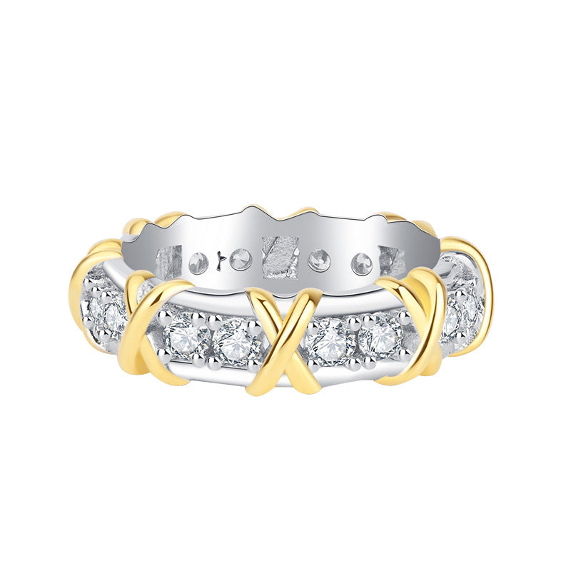 Alliance étincelante en argent sterling S925 pour femme avec galvanoplastie colorée et diamants de haute qualité 