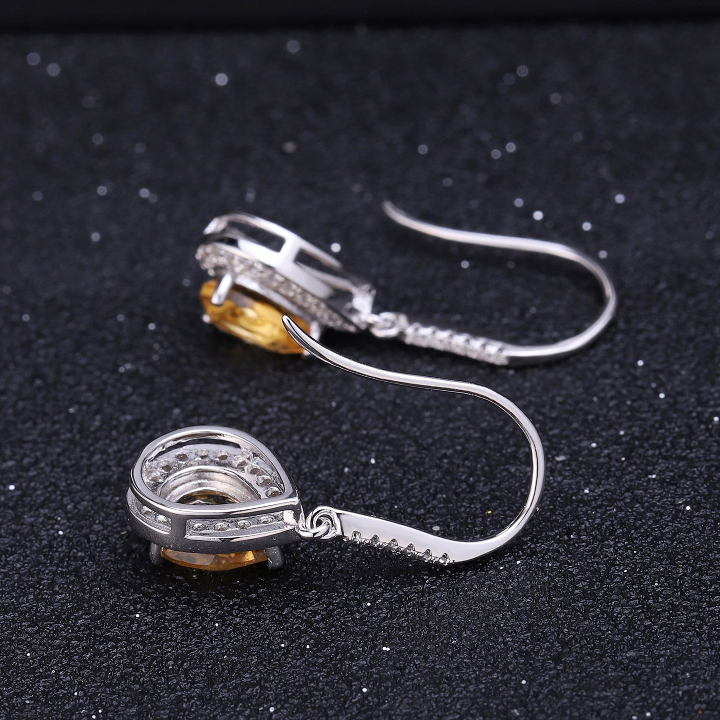 Pendientes de topacio colorido natural con incrustaciones de plata s925 de alto sentido, pendientes de piedras preciosas naturales